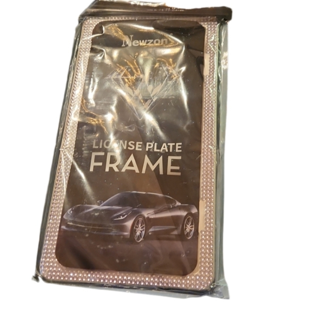 New pale purple rhinestone license plate frame